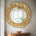 thumbnail image 5 of Martha Stewart Eden Gold Gingko Leaf Round Wall Mirror 30.5" in Gold, 5 of 6