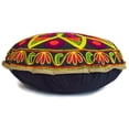 thumbnail image 2 of Stylo Culture Indian Outdoor Floor Cushion Cover Traditional Sujani Embroidered Yoga Pillow Case Colorful Small 18x18 Decorative Round Decor Seating Tuffet Seat Pouf Cover Cotton Floral 1 Pc, 2 of 4
