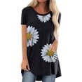 thumbnail image 2 of Pompotops Femmes Mode Imprimé Col Rond Manches Courtes T-Shirts Casual Ample Chemisier, 2 of 4