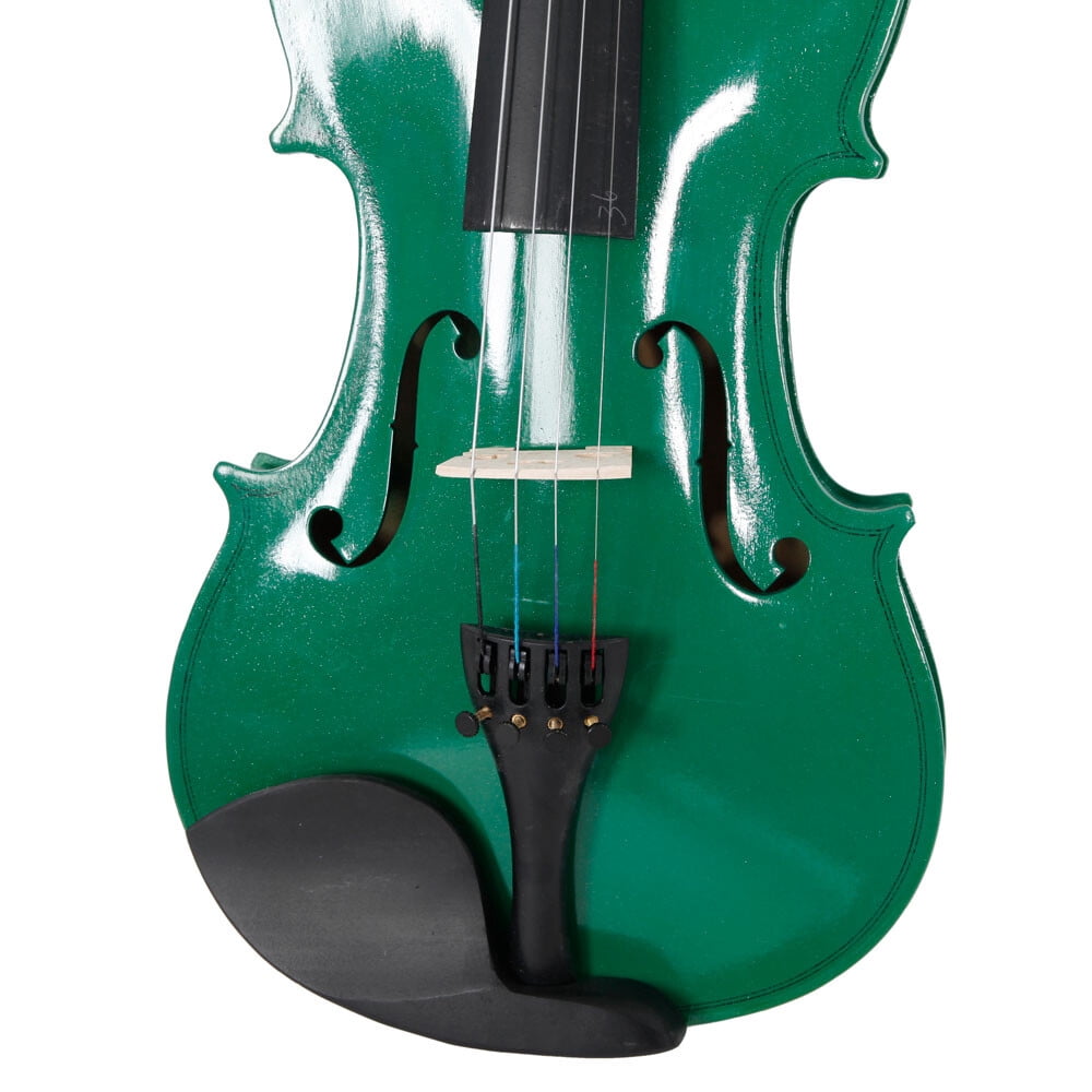 4/4 Acoustic Violin Set for Adults and Teens, Solidwood Fiddle with Case Bow and Rosin, Shoulder Rest, Green
