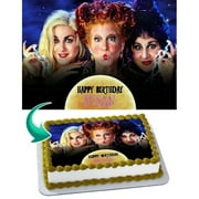 SugarMeLicious Hocus Pocus Witches Edible Cake Topper: Personalized 1/4 Sheet Birthday Cake Banner for Halloween Parties and Magical Celebrations