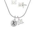 thumbnail image 1 of Capital Letter - X - Pebble Disc - - M Initial Charm Necklace and Stud Earrings Jewelry Set, 1 of 1