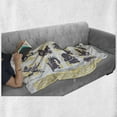 thumbnail image 6 of Ostrich Soft Flannel Fleece Throw Blanket, Animals List Zebra Toucan Peacock Warthog Monkeys Jackal, Cozy Plush for Indoor and Outdoor Use, 50" x 70", Earth Yellow Eggplant, by Ambesonne, 6 of 6