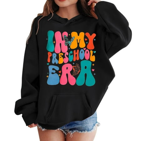 

Dpytoraw Kids Girls Sports Shirt Boy Girl First Day Of School Casual Hoodie Pullover In My Preschool Shirt Kindergarten Hooded Sweatshirt With Pocket 5-6 Years