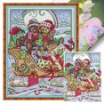 thumbnail image 1 of Hilo Algodón Bordado Punto Cruz Con Oso Trineo Navidad 11CT 40x55cm, 1 of 9