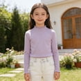 thumbnail image 2 of Zhanqunnn Girls Ribbed Long Sleeve Soft Stretch Blend Tee Kids Classic Fit, Size 5-6 Years, 2 of 4