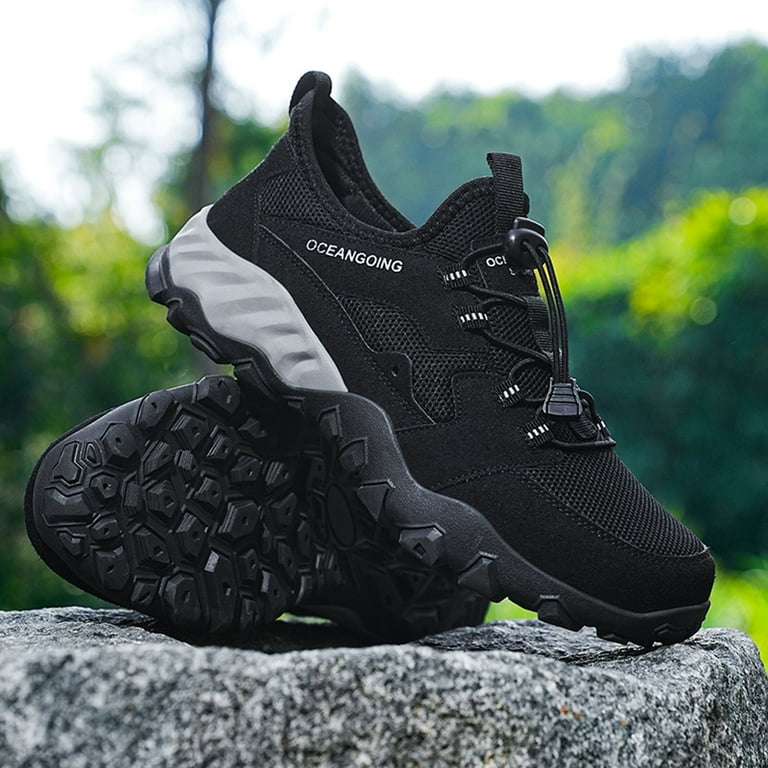 Deals Running Shoes Men Summer Mesh Breathable Hiking Dress Sneakers Running Shoes Black 40