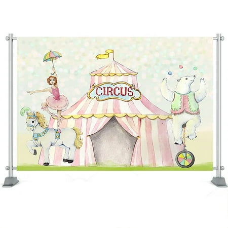 Image of Circus-Baby Kids Portrait Backdrops Circus Birthday Baby Shower Party Decor Acrobats Animals Backdrop for Photography