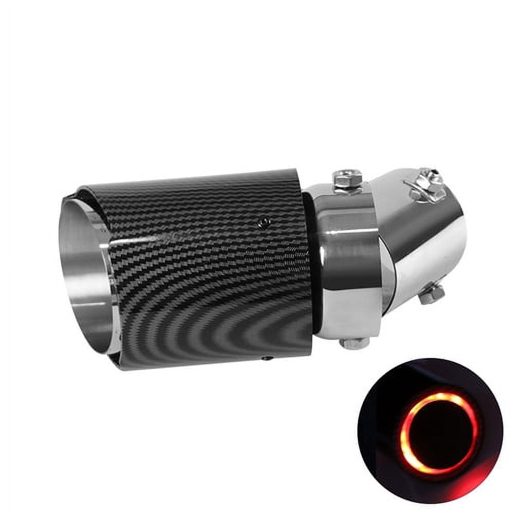 Terminale Scarico Auto 63mm In Acciaio Inox E Fibra Di Carbonio - Uscita 3.5, Nero Opaco