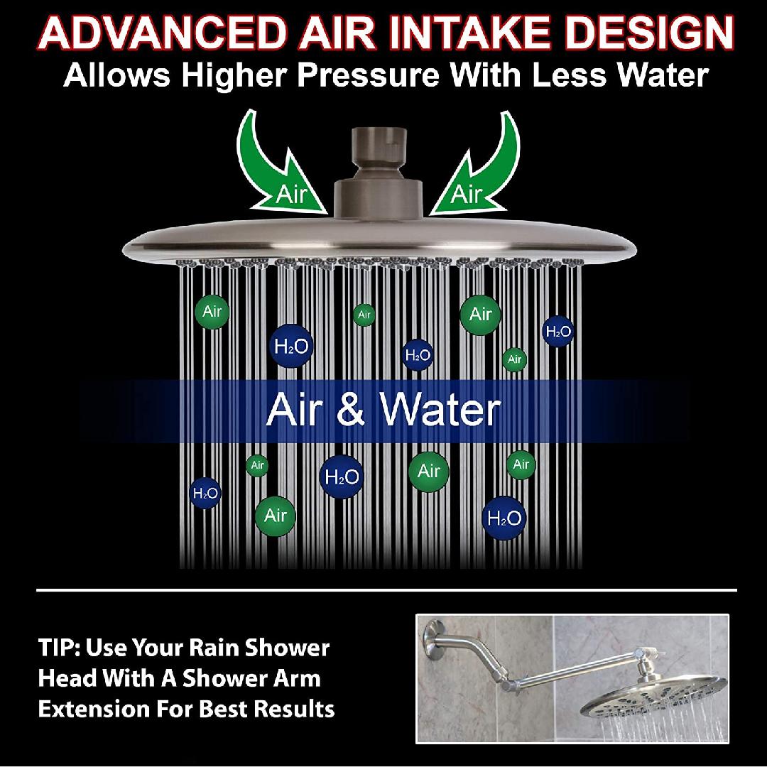 Waterfall Showerhead 9 Inch Large Overhead Rain Shower Head High