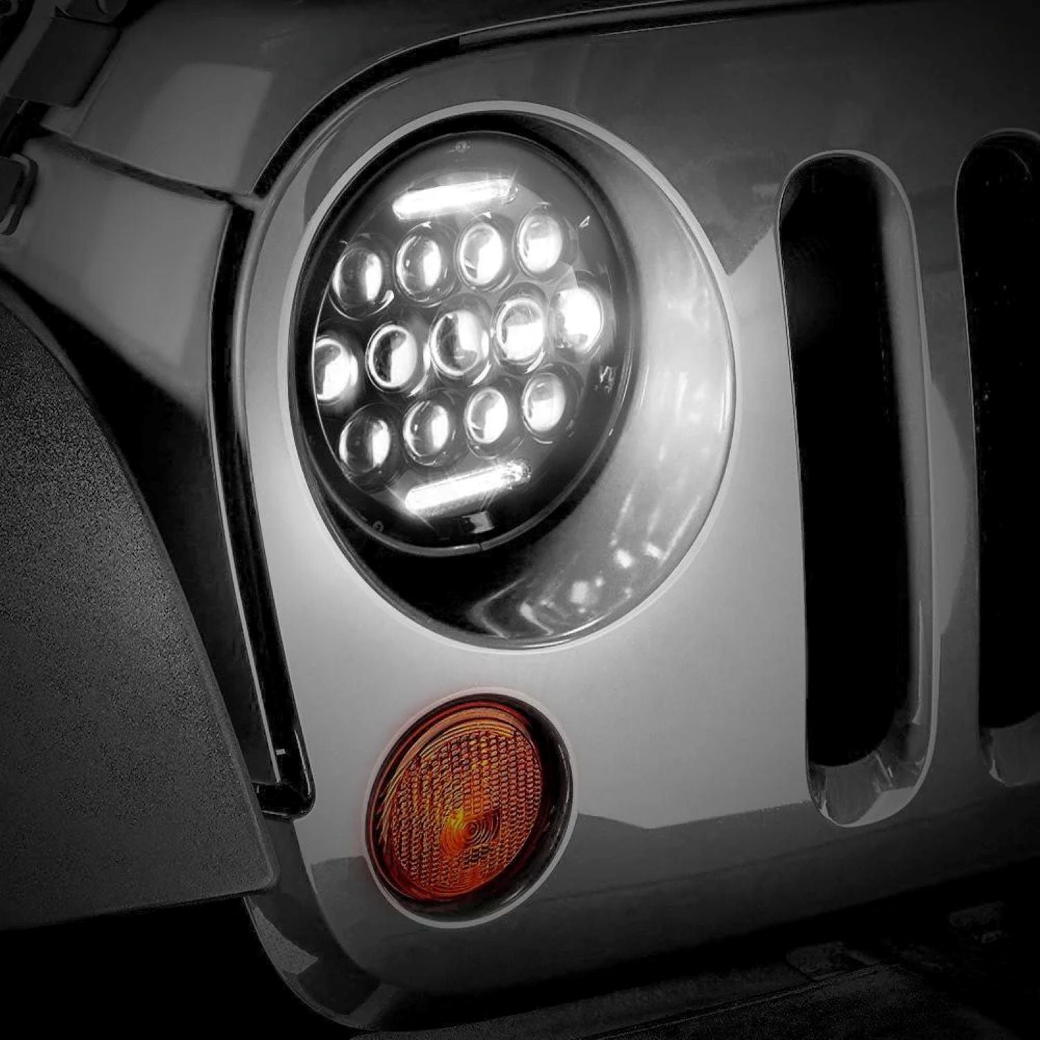 AMERICAN MODIFIED 7" Honeycomb Style LED Headlights for 97-18 Jeep Wrangler TJ JK