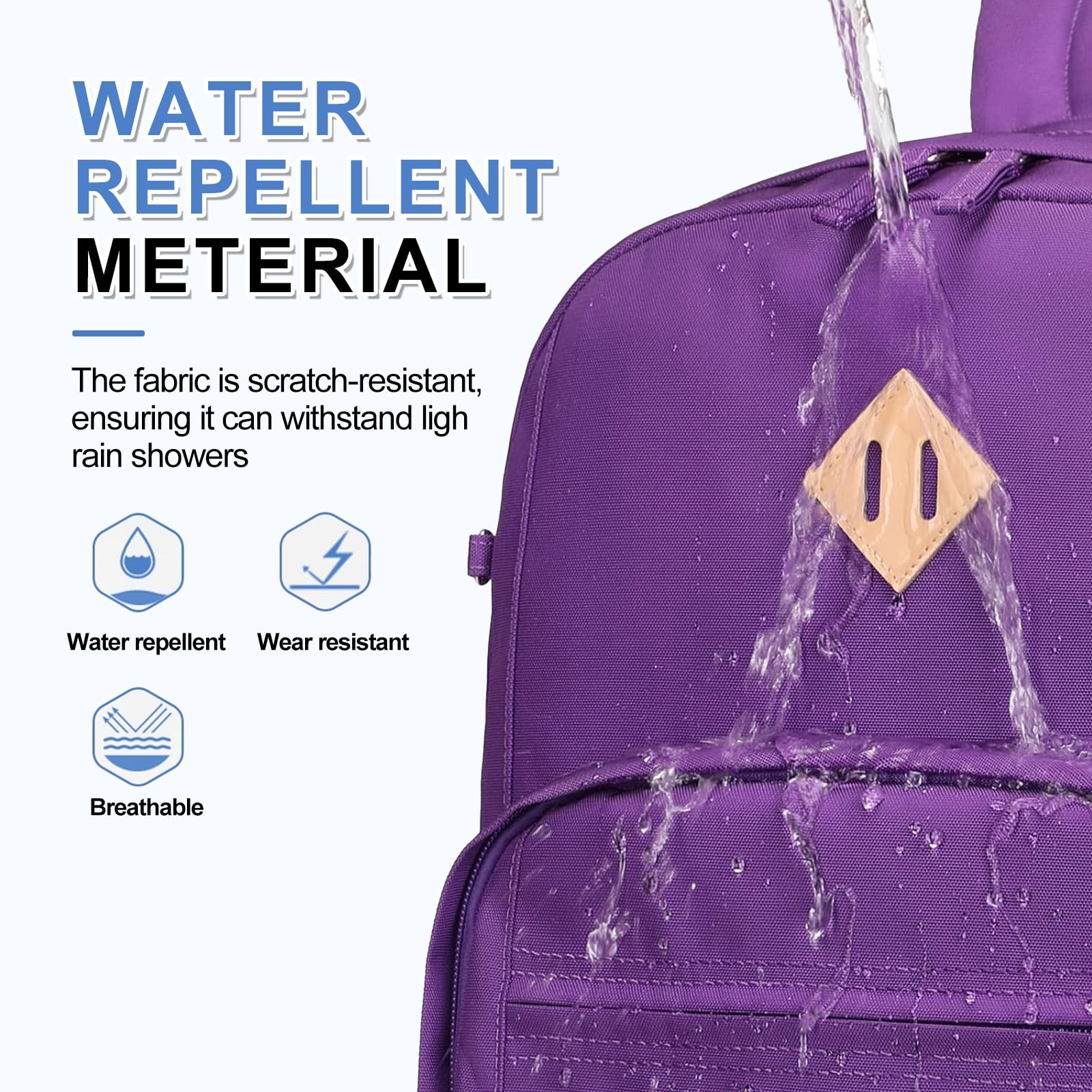 DAKIMOE Travel Backpack for Women Men Laptop Backpack with Computer Compartment Waterproof Large Capacity Wear Resistant Scratch-proof for Travel College Bussiness School, Purple