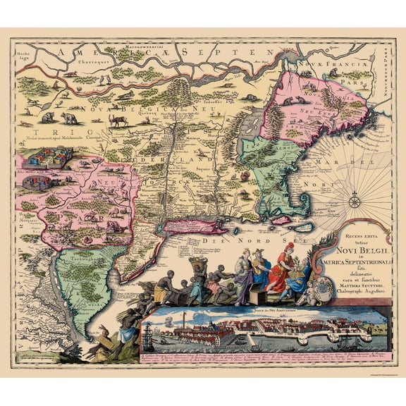 Historic State Map - America Septentrionali - 1751 - 26.63 x 23 - Vintage Wall Art
