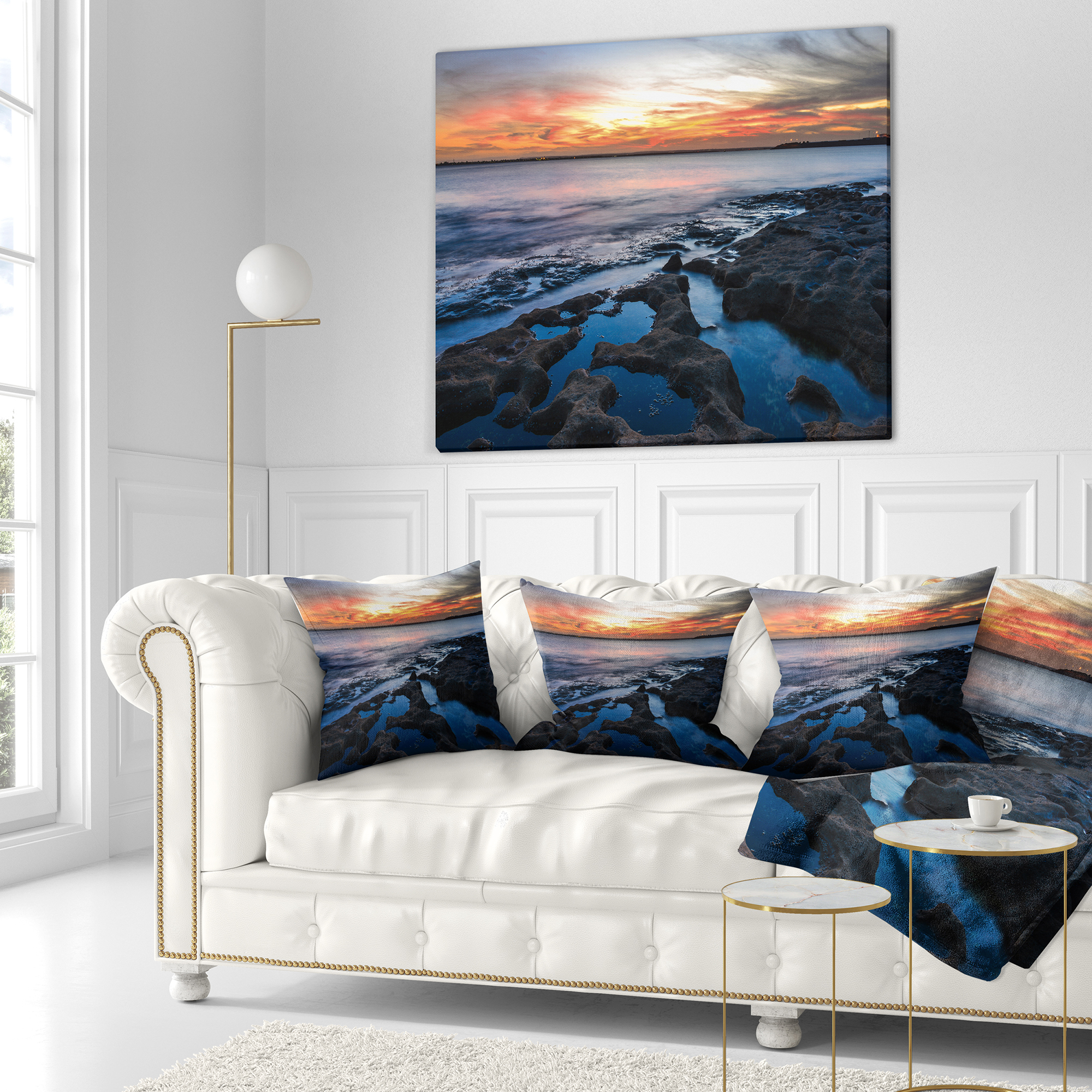 Designart Beautiful Blue Waters in Australia Beach - Seashore Throw Pillow - 18x18