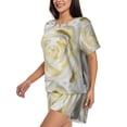 thumbnail image 2 of Kdxio White Rose Print Pajamas Sets for Women Short-Sleeved Pjs with Lounge Shorts Two Piece Sleepwear S-4XL, 2 of 8