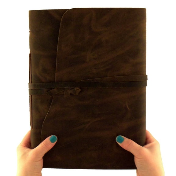 LARGE Leather Photo Album,  4x6 5x7 Scrapbook, Genuine Handmade Vintage Style