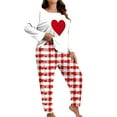 thumbnail image 5 of Lorytime Valentines Women Pjs Sets Long Sleeve Heart Plus Size Crewneck Pullover and Plaid Trousers Loungewear Red 5XL, 5 of 5
