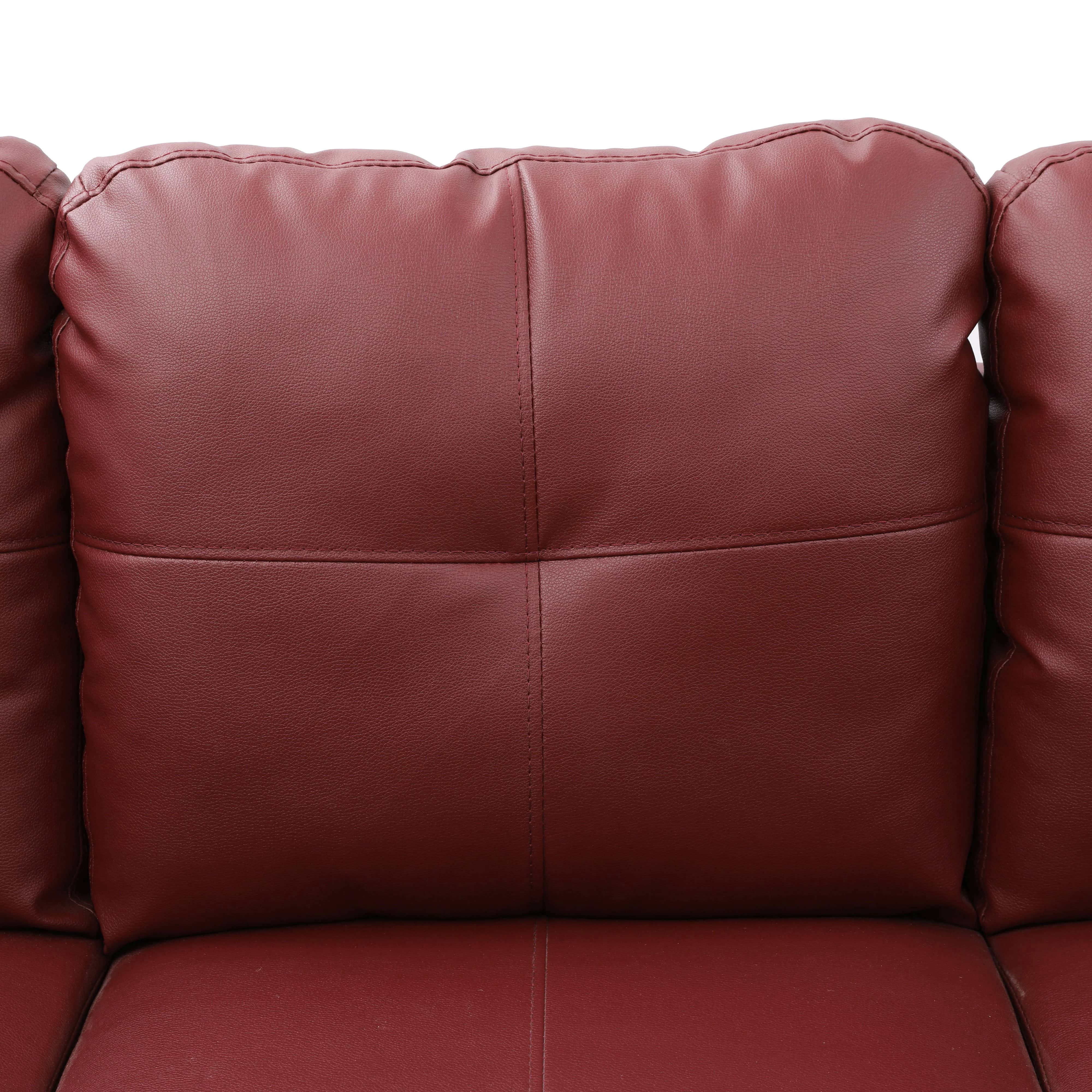 MAYEERTY 97" Ruby Modern Faux Leather Couch Rich Red Bold Living Room Seating