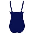 thumbnail image 4 of UTSJKR Women's Multi Color Mesh Panel V Neck One Piece Swimsuit, Tummy Control Bathing Suit for Summer Fashion Beach Outfits Blue S, 4 of 8