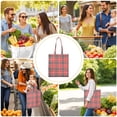 thumbnail image 4 of Checkered Canvas Tote Bag Plaid Pattern Vintage Style Geometric Design Rustic Aesthetic Cute Reusable Foldable Shopping Bag, 4 of 6