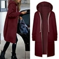 thumbnail image 2 of Trench Coat Women Winter Clothing for Women Women's Jacket Warm Hooded Zip Up Coat Soft Casual Outerwear Lightweight Comfortable Winter Fashion Top, 2 of 8