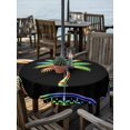 thumbnail image 2 of Outdoor Tablecloth with Umbrella Hole for Patio/Picnic/Party/Camping, Colorful Palm Tree Waterproof Table Cloth Round Cover Washable, Summer Tropical Plants Leaves Abstract Black (Dia 54"), 2 of 9