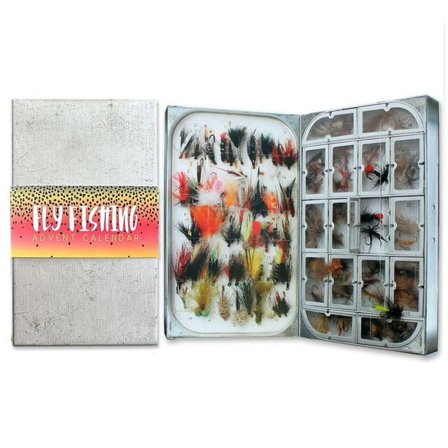 Countdown Sets Fly Fisherman's Calendar For Advent 2024 Holiday Fishing Countdown Calendar Featuring 24 Fishing Fly Hooks Advent