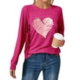 thumbnail image 2 of JAKANYQ T-Shirts pour Femmes Mode Décontractée Col Rond Manches Longues T-Shirt pour Amour Cœur Lettre Couche de Base Confortable et Tendance. pour Usage Quotidien. Tee-Shirt Doux, 2 of 3