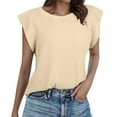 thumbnail image 1 of HNMKIU Hauts de Yoga Sans Manches Mode Décontractée T-Shirt à Manches Courtes Col Rond Couleur Unie Haut Ample Gilet 1, 1 of 4