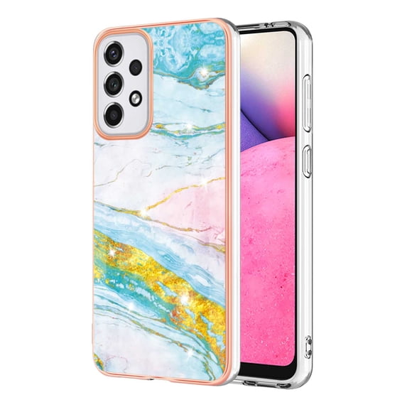 Allytech Galaxy A33 5G Case, Pretty Marble Design Heavy Duty Shockproof Hybrid Hard PC Soft TPU Bumper Three Layer Drop Protection Anti-Fall Cover Case for Samsung Galaxy A33 5G - Green Pink