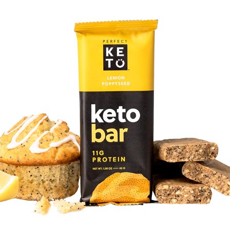 Perfect Keto Bars - The Cleanest Keto Snacks with Collagen and MCT. No Added Sugar, Keto Diet Friendly - 3g Net Carbs, 19g Fat,11g protein - Keto Diet Food Dessert (Lemon Poppyseed, 36 Bars)