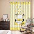 thumbnail image 3 of Kitchen Curtains 84 Inch Length 2 Panels, Lemon Gnomes Grommets Window Treatment Curtain, Summer Botanical Fruit Leaf Yellow Lattices Thermal Curtains Drapes for Living Room/Bathroom, 3 of 9