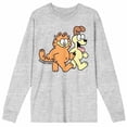 thumbnail image 4 of Garfield Odie & Garfield Leisurely Walk Crew Neck Long Sleeve Athletic Heather Adult Tee-XXL, 4 of 7