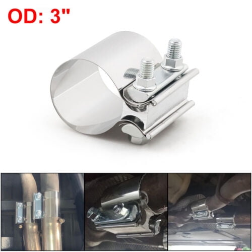 3" 76mm Stainless Steel Butt Joint Band Exhaust OD Pipe Clamp Sleeve Coupler