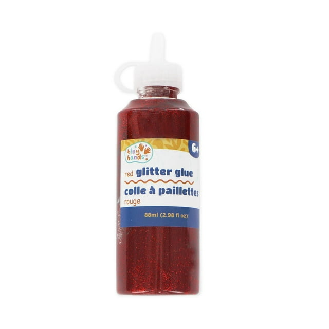 TINY HANDS Red Glitter Glue, 88 ml (2.98 fl oz), Age 6+, Kids, Crafts, Projects, Decoration<br>