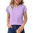 thumbnail image 2 of Loopsun Kids Girls Summer Tops Solid Round Neck Short Sleeve Blouses for 0 to 12 Years, 2 of 5