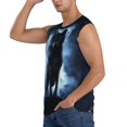 thumbnail image 3 of Goofa Night Scene of Wolves Printed Men's Sleeveless T-Shirt - Athletic Gym Workout Tank Top for Men - Moisture-Wicking, UPF 30+ Quick-Dry Muscle Tee-Large, 3 of 8