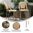 thumbnail image 4 of Merrick Lane Set of Two Indoor/Outdoor Stacking French Bistro Counter Stools with Natural and White Patterned Seats and Backs & Light Natural Metal Frames, 4 of 12