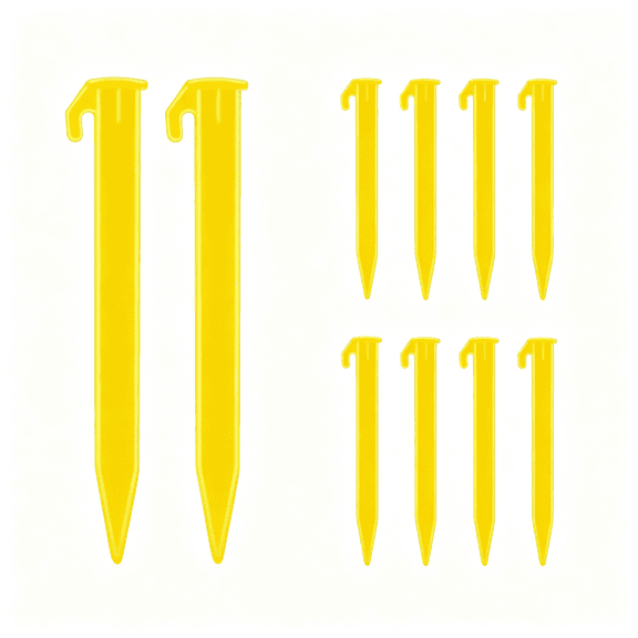 MISSMILE 10 Pack Plastic Tent Stakes Heavy Duty Beach Tent Pegs Canopy Stakes for Camping Gardening Backpacking Tent Pegs Spike Hook for Outdoor Garden Decorations Lawn Tarp Sand Stakes