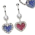 thumbnail image 4 of jiaroswwei Women Fashion Sexy Shiny Rhinestone Heart Pendant Body Piercing Navel Belly Ring, 4 of 5