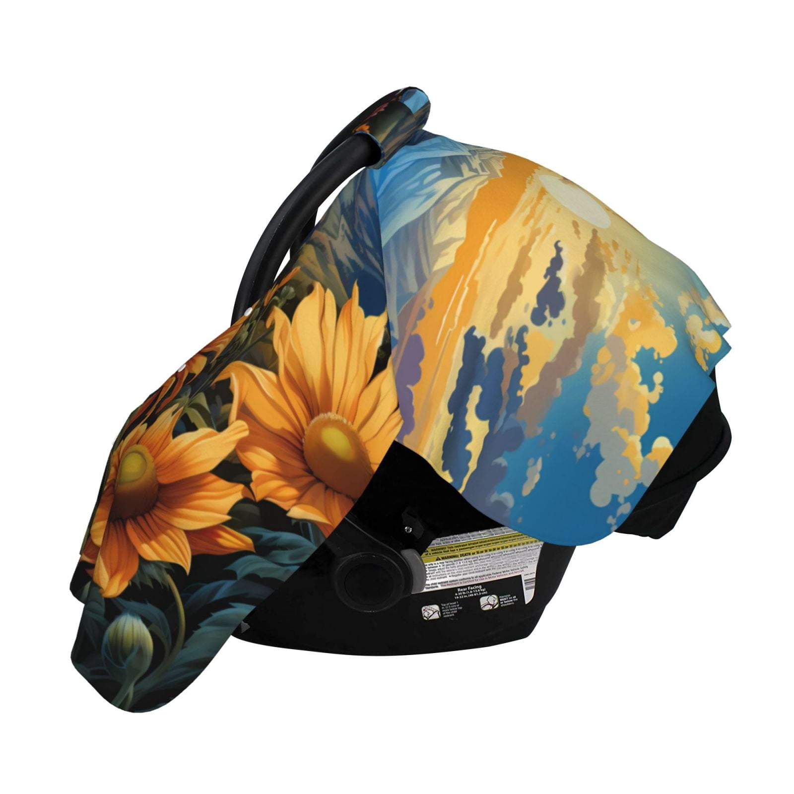 Naloa Sunset Sky Sunflower Baby Car Seat Cover, Breathable Baby Carrier Cover, Multiuse Baby Carrier Cover & Nursing Breastfeeding Cover