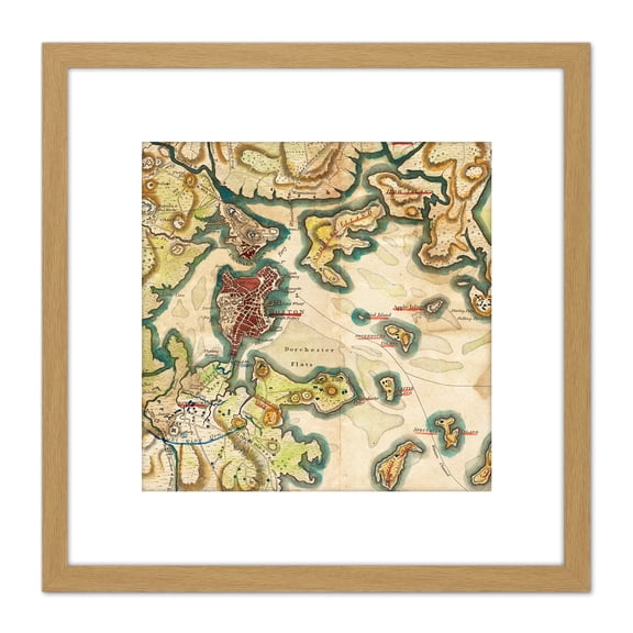 Wayne 1806 Map Boston Ma Environs War Seige 8X8 Inch Square Wooden Framed Wall Art Print Picture with Mount