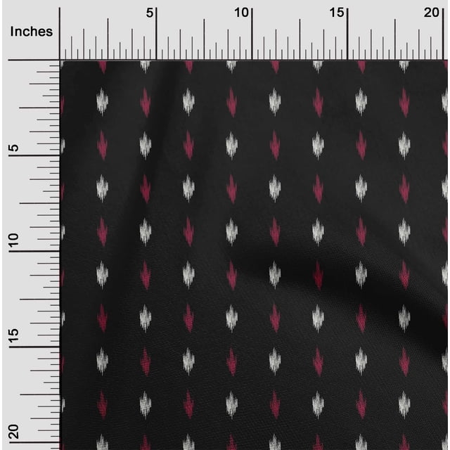 oneOone Georgette Viscose Black Fabric Small Motif Ikat Sewing Craft Projects Fabric Prints By Yard 42 Inch Wide