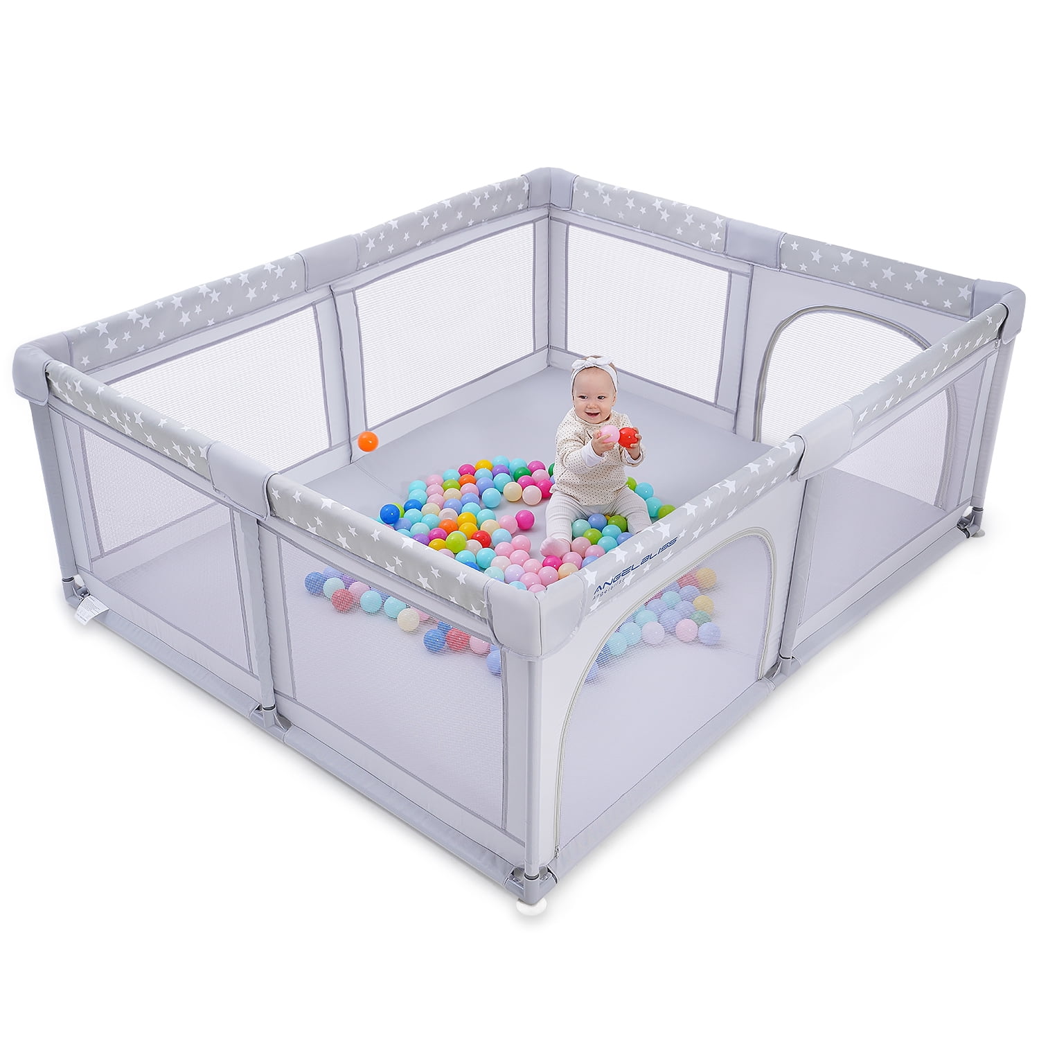 ANGELBLISS Baby playpen, Playpens for Babies and Toddlers(Gray
