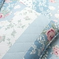thumbnail image 6 of Lush D?cor Cottage Core Flower Stripe Oversized Reversible Cotton Quilt Blue/Dusty Pink 3Pc Set Full/Queen, 6 of 10