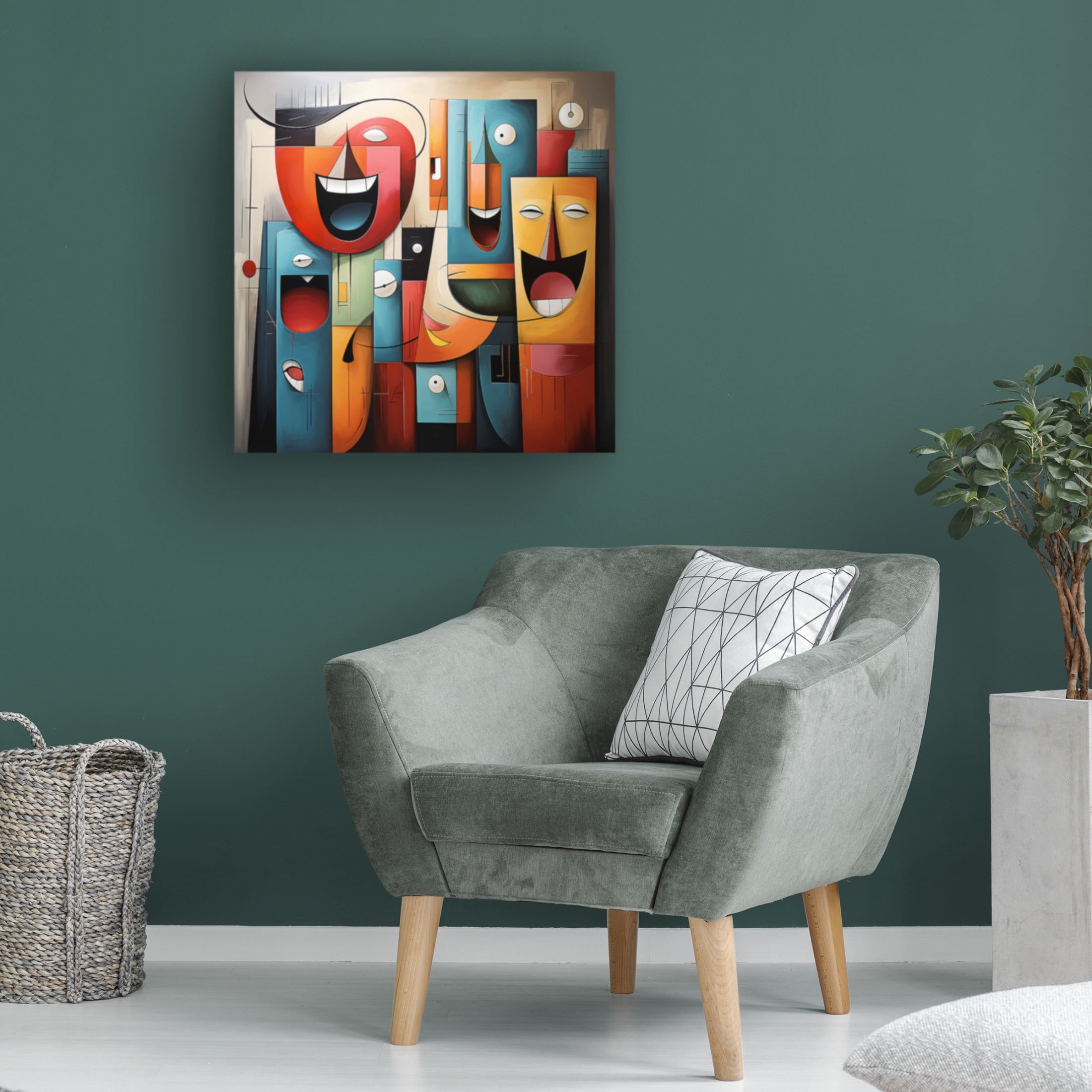 Canvas Wall Art - Ray Heere 'Happy Cubism 1' Wall Art for Living Room, Bedroom, or Office Décor by Trademark Fine Art - 24 x 24 Inches