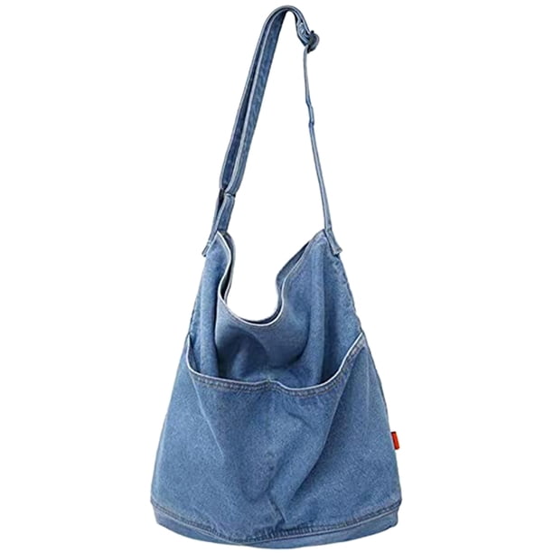 Bolso grande de mezclilla, bolso de hombro tipo bandolera informal para mujer y niña