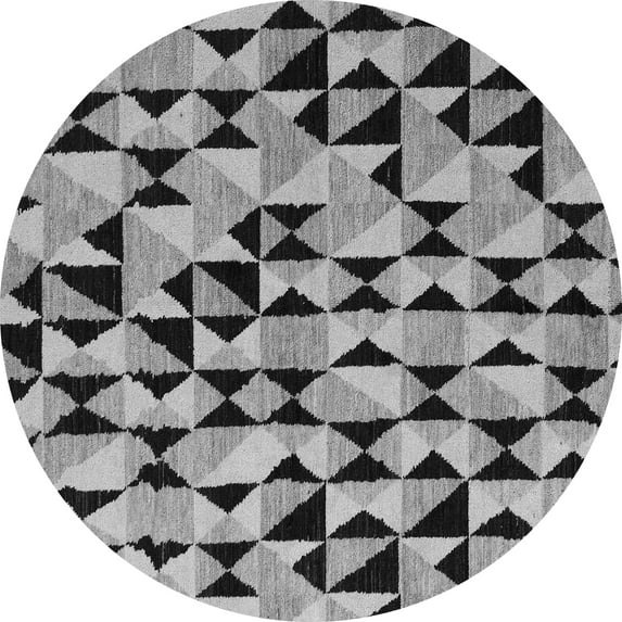 Ahgly Company Indoor Round Abstract Gray Modern Area Rugs, 4' Round