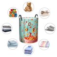 thumbnail image 4 of Pofeuu Floating Colorful Cereal Print Laundry Basket Circular Laundry Hamper with Handle Waterproof Oxford Fabric Foldable Dirty Clothes Storage Bucket Gift Storage Basket-Small, 4 of 6