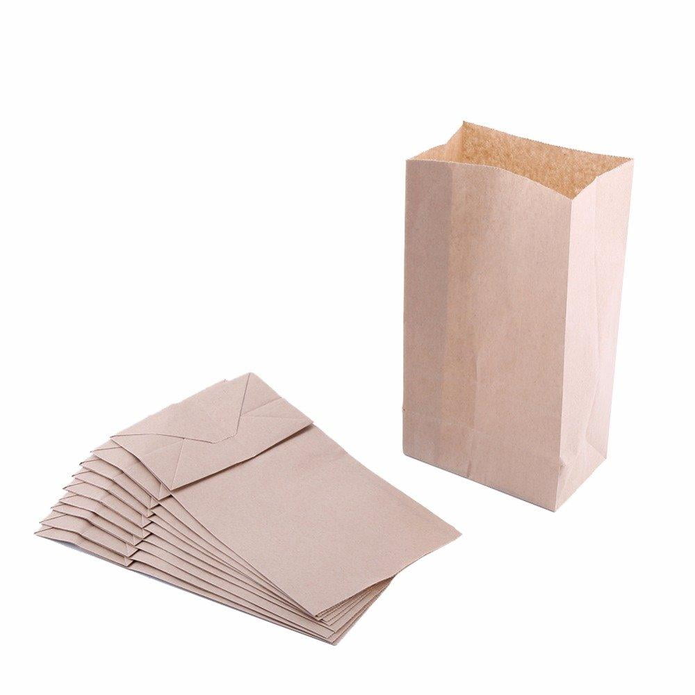 100 x WHITE Kraft Flat Paper Bags Brown Food Grocery Sandwich Bags 12" x 12" 
